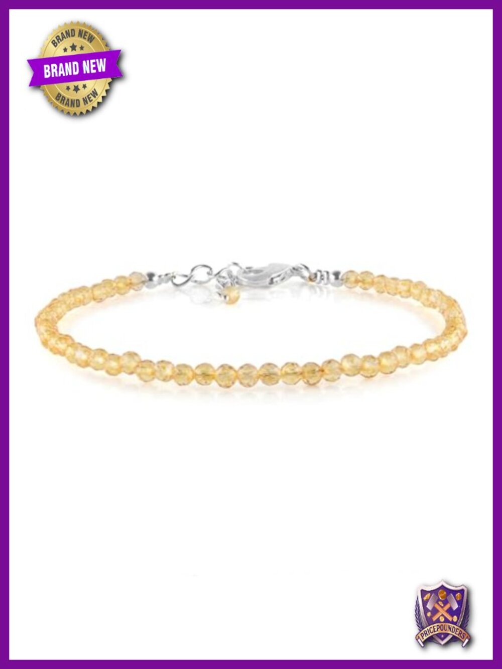 Citrine Gemstone Dainty Bracelet Silver Plated Chain Adjustable 8 inch